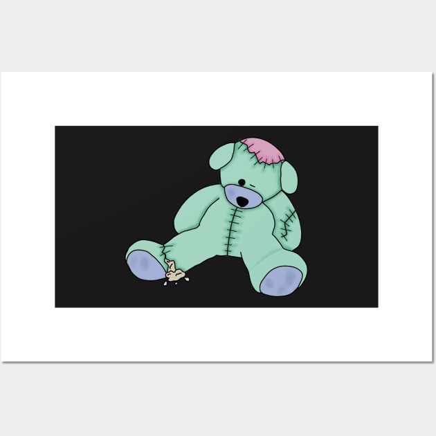 Zombie creepy kawaii teddy bear Wall Art by Becky-Marie